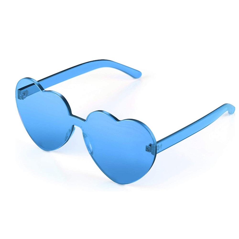 Candy Colored Heart Sunglasses - Blue